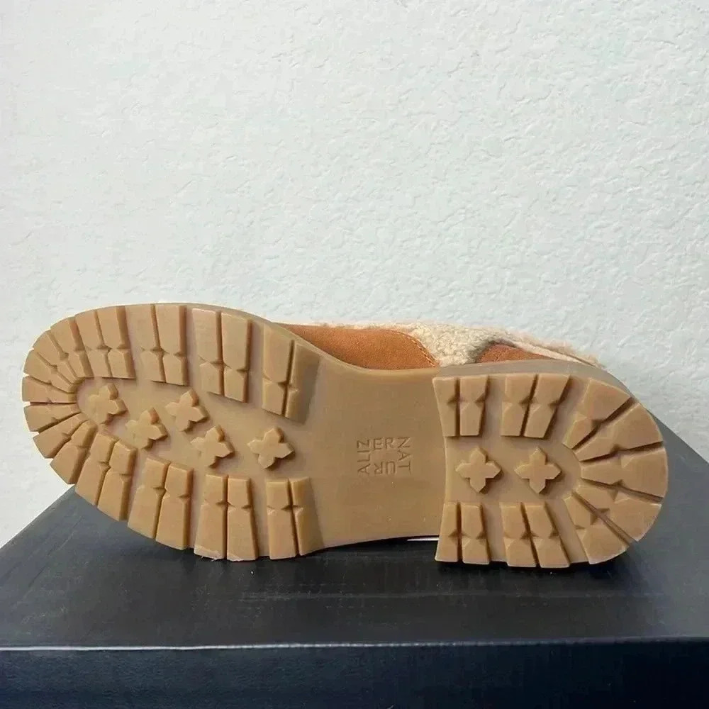 Women's Tan Shearling Ankle Boots - Picture 6 of 11